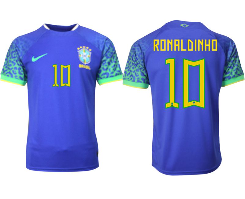 Men 2022 World Cup National Team Brazil away aaa version blue #10 Soccer Jersey2->brazil jersey->Soccer Country Jersey